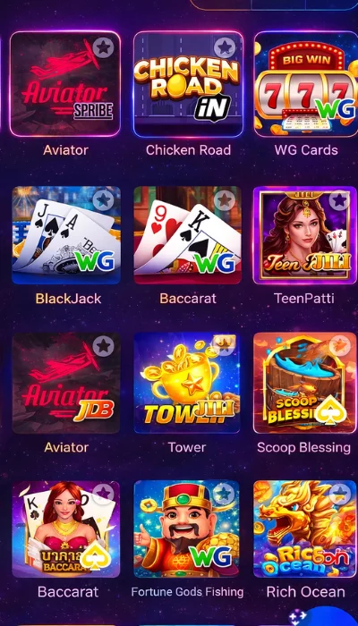 A177 Game casino lobby with Aviator, Blackjack, Baccarat, and Teen Patti.