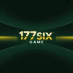 177Six Game casino logo with playing cards dice and poker chip on dark green background